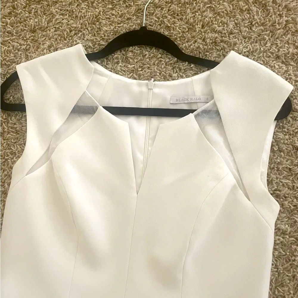 Black Halo white dress 8